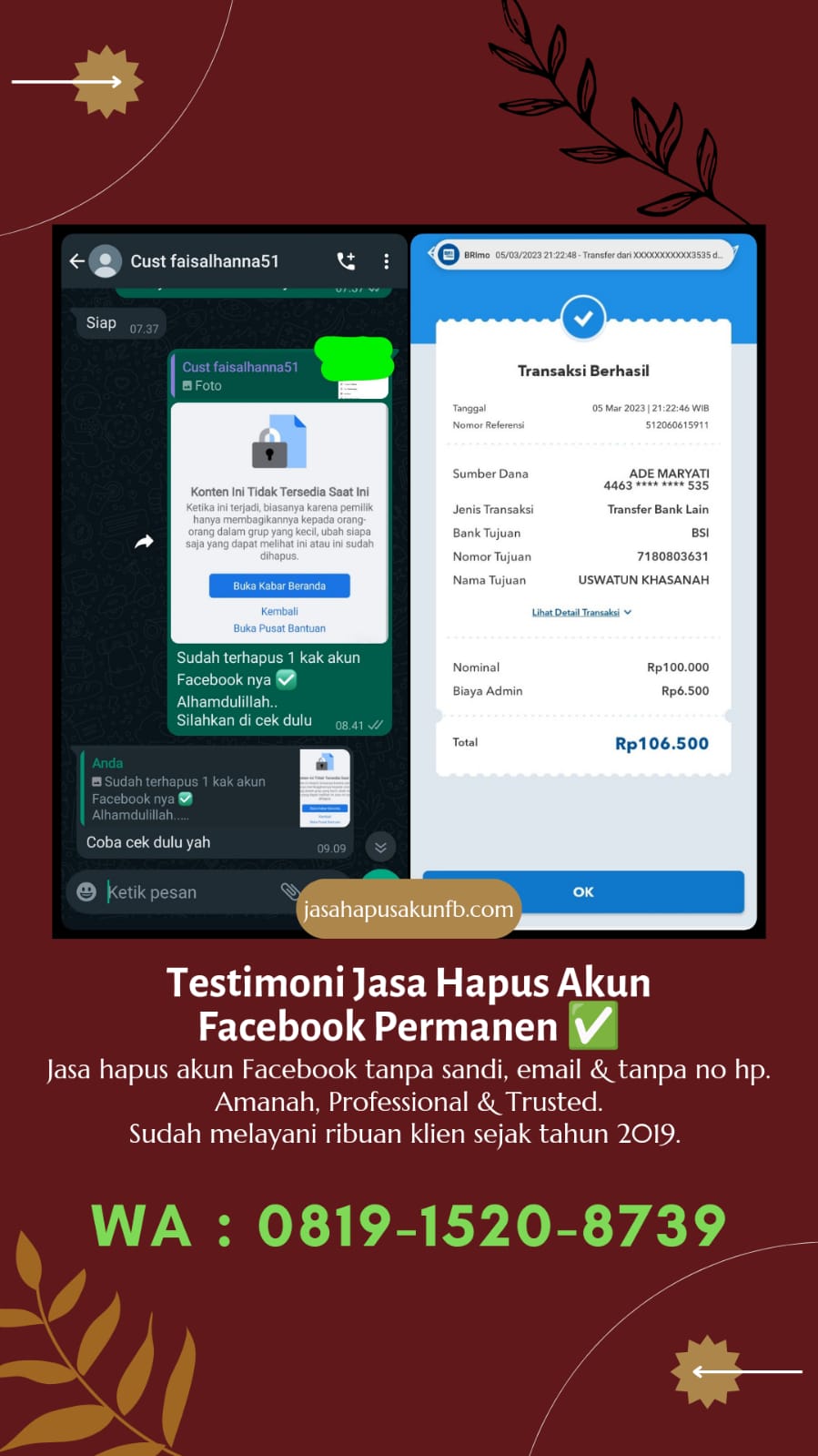 jasa tutup akun fb