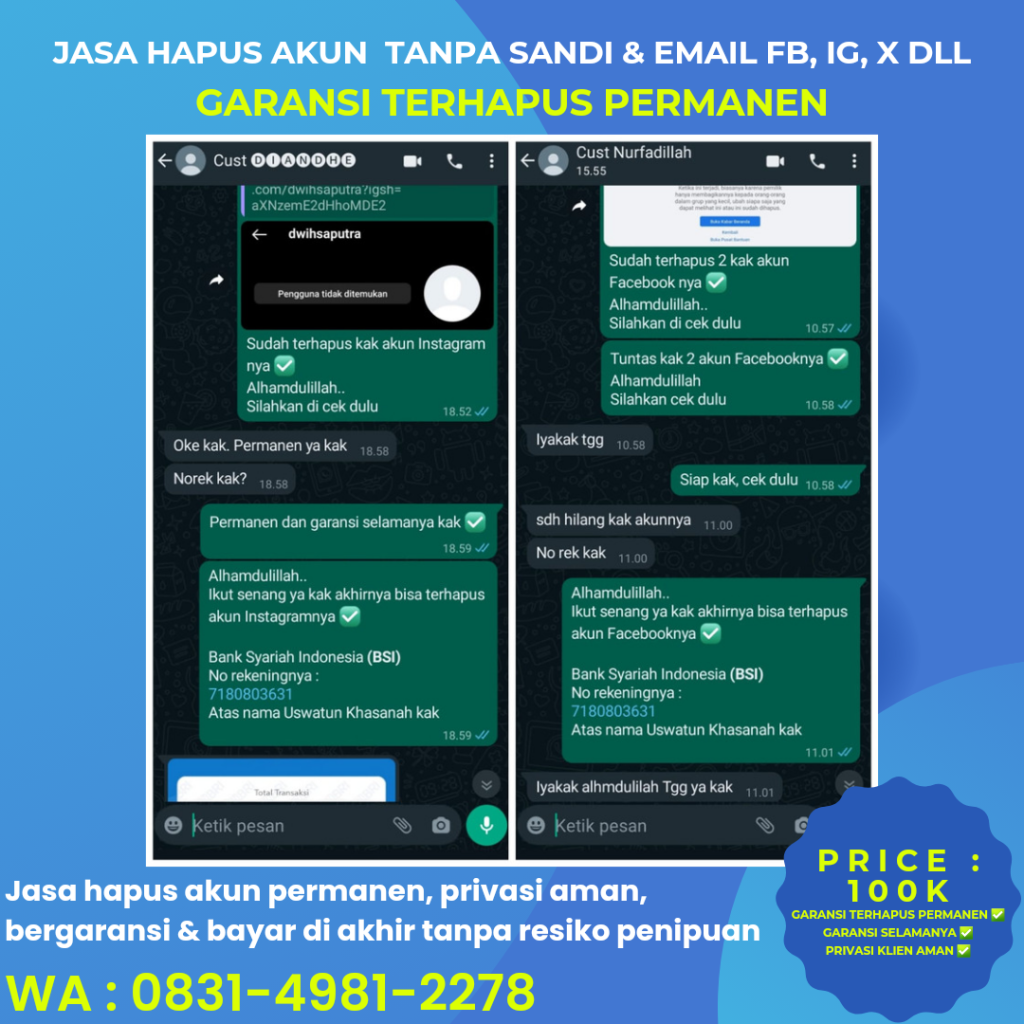 Jasa hapus akun ig