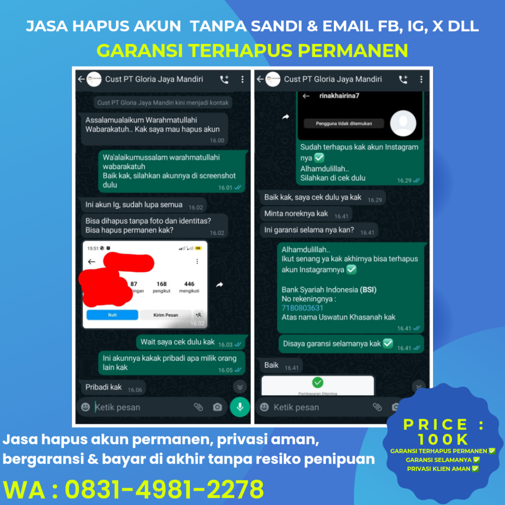 Jasa hapus akun ig